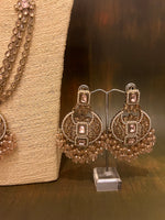 Hadiya- Gold Light Pink long necklace set